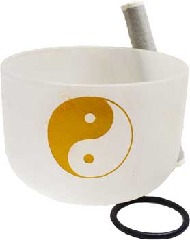 8" White Yin Yang Crystal Singing Bowl