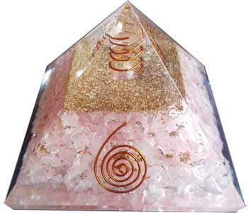 70mm Orgone Rose Quartz & Spiral pyramid