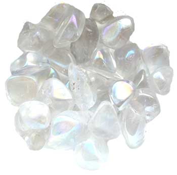 1 lb Transparent White electroplated tumbled stones