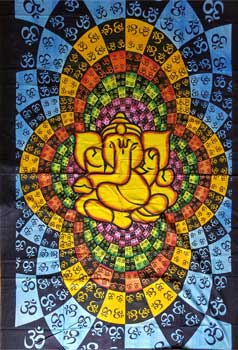54" x 86" Lotus Ganesh tapestry